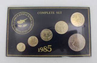 Cyprus 1985 Uncirculated Cased Coin Set