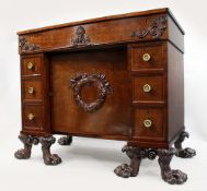 Fine Late 18th c. Mahogany Desk with Carved Feet