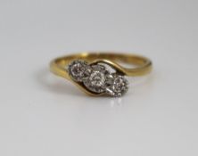 Mid 20th c. Diamond Three Stone 18ct Gold Ring