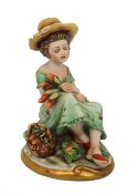 Capodimonte Girl Picking Sweetcorn Figurine