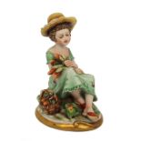 Capodimonte Girl Picking Sweetcorn Figurine