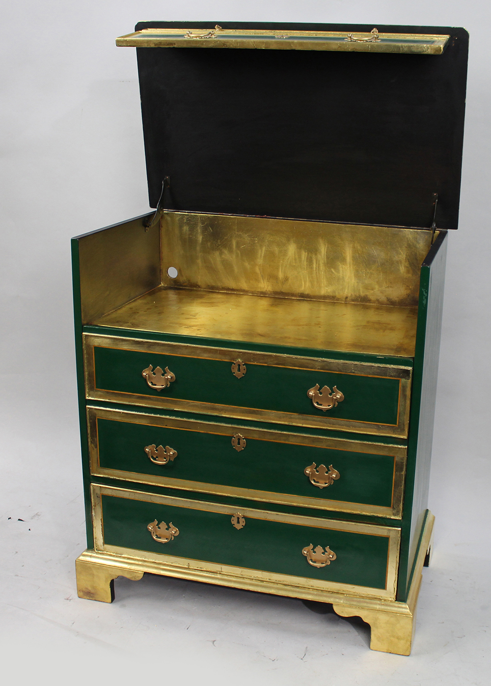 Vintage Painted Green & Gold Cocktail Cabinet - Image 4 of 7