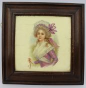 Victorian Framed Lady In Bonnet Tile