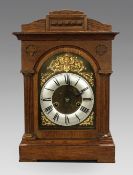 Early 20th c. German Oak Cased Mantle Clock By Badische Uhrenfabrik