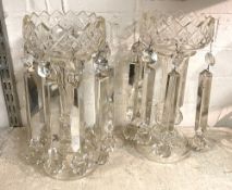 Pair of Antique Cut Glass Lustres