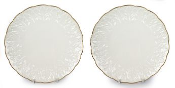 Pair of Royal Worcester Fern Leaf Plates