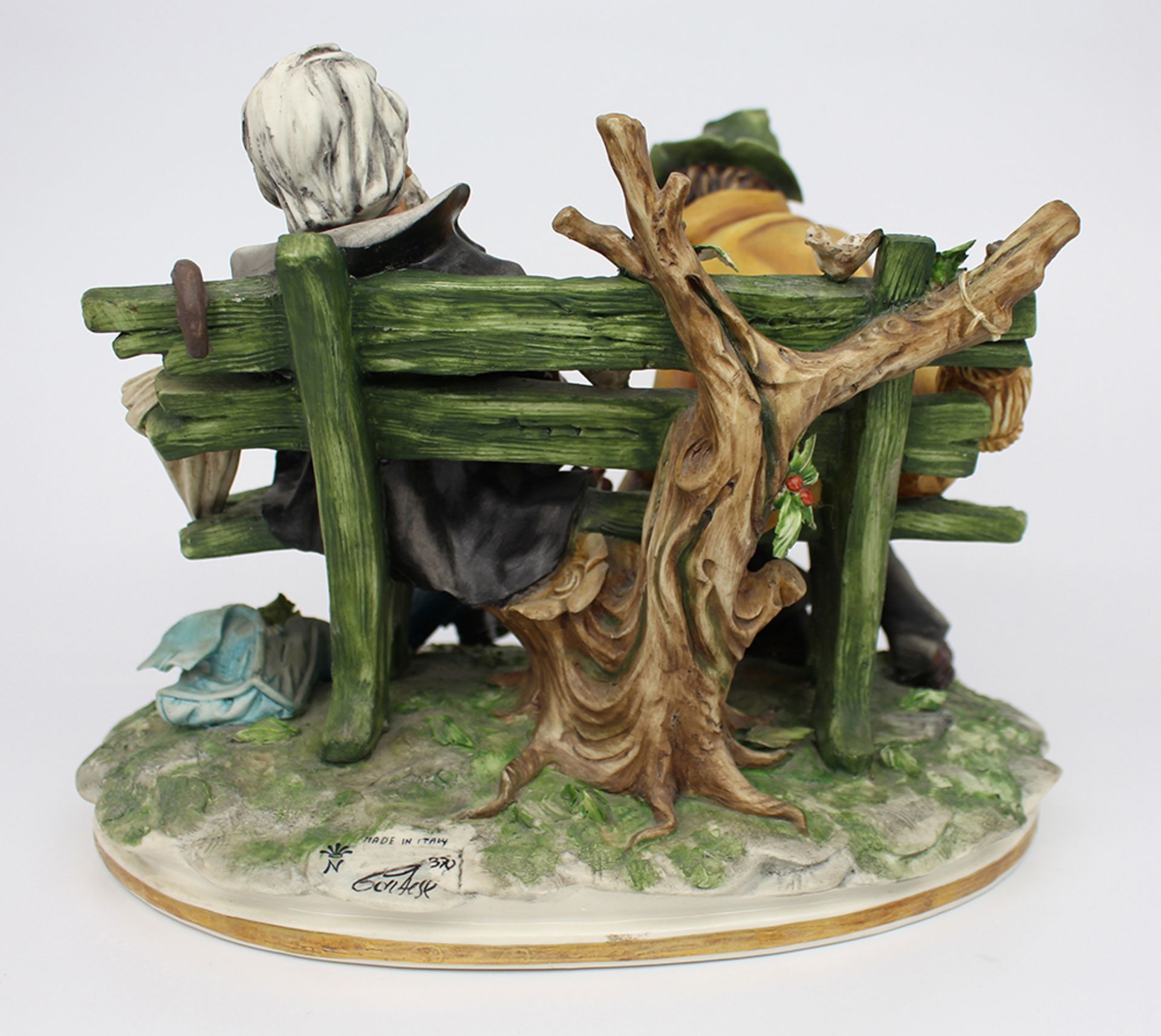 Capodimonte Tramps On Bench By Cortese - Image 3 of 6