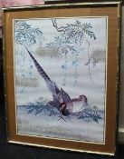 Print of Oriental Style Game Birds Set In Frame