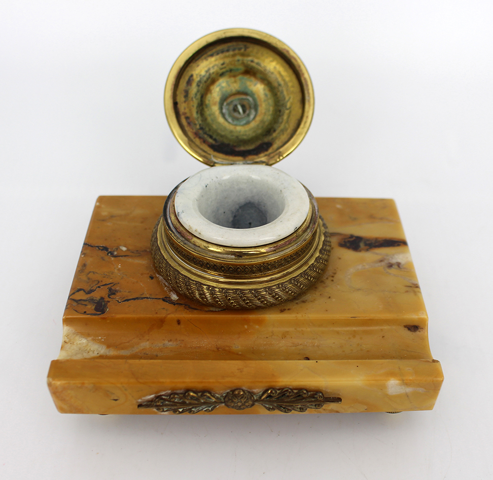 Fine Russian 19th c. Marble & Ormolu Inkwell - Image 3 of 5