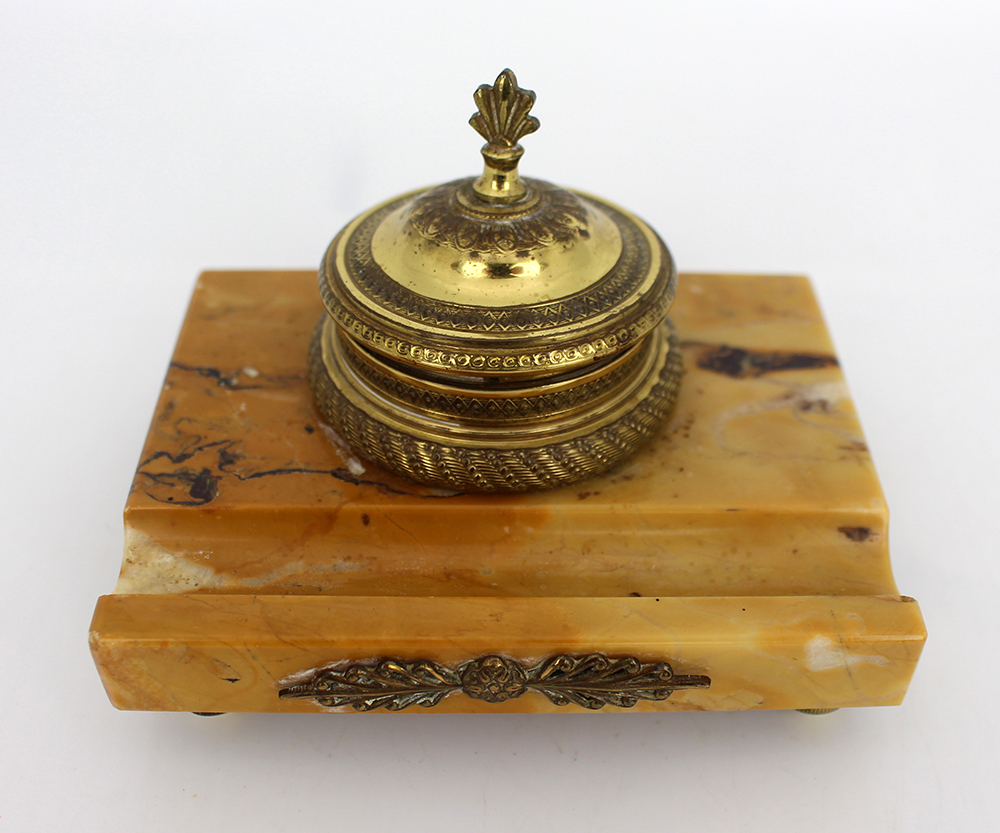 Fine Russian 19th c. Marble & Ormolu Inkwell - Image 2 of 5