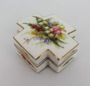 Coalport Hand Painted Cruciform Trinket Box