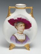 Victorian Hand Painted Gilded Moon Flask c.1890