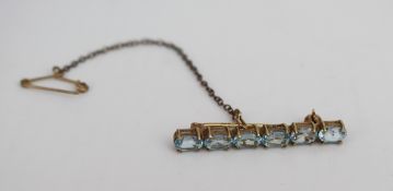 Edwardian Aquamarine 14ct Gold Brooch