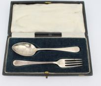 Silver Cased Christening Spoon & Fork Sheffield 1917