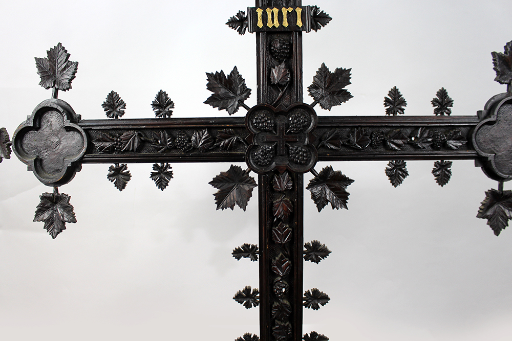 Large Antique 19th c. Carved Black Forest 6ft Cross - Image 4 of 10