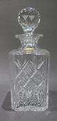 Vintage Royal Brierley Crystal Square Shaped Spirit Decanter