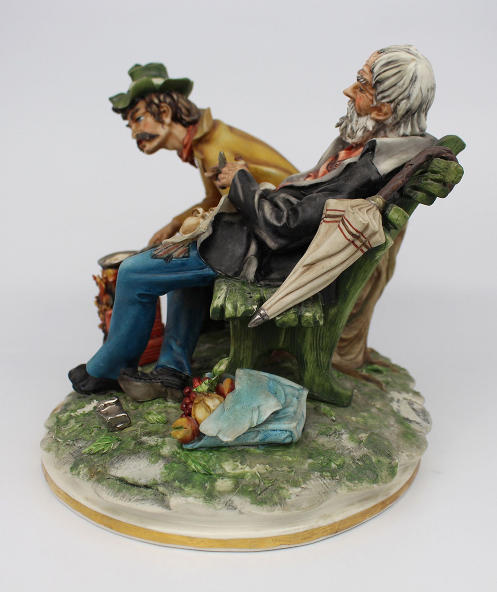 Capodimonte Tramps On Bench By Cortese - Image 4 of 6