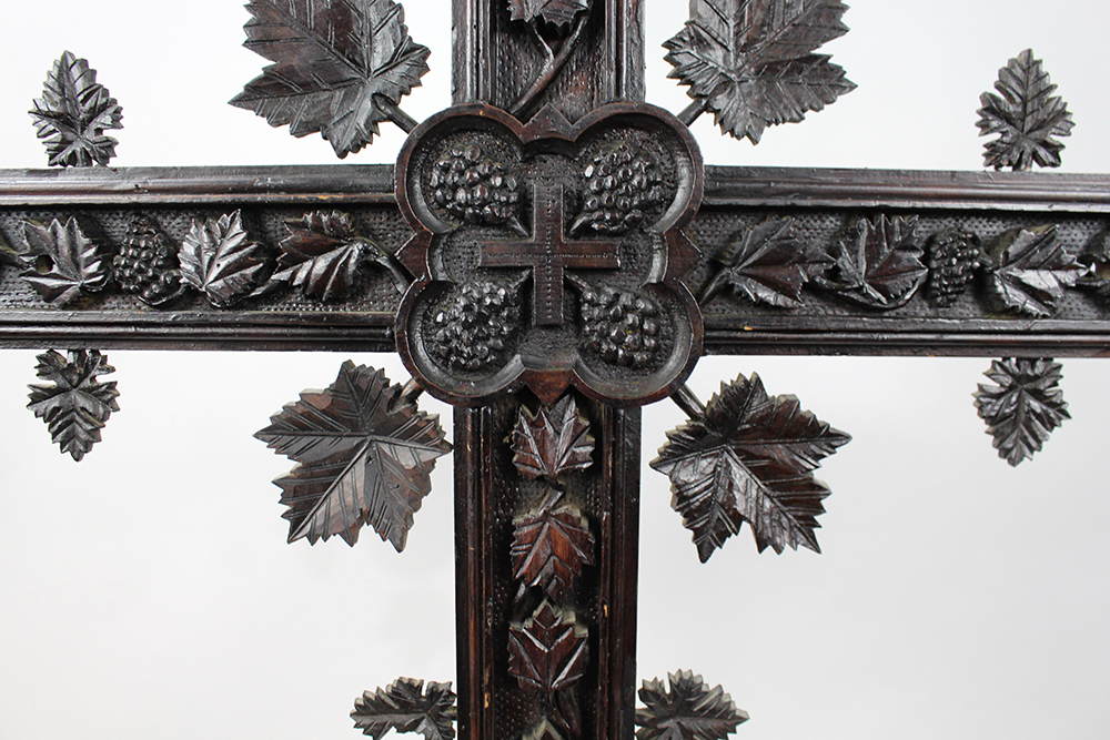 Large Antique 19th c. Carved Black Forest 6ft Cross - Image 7 of 10