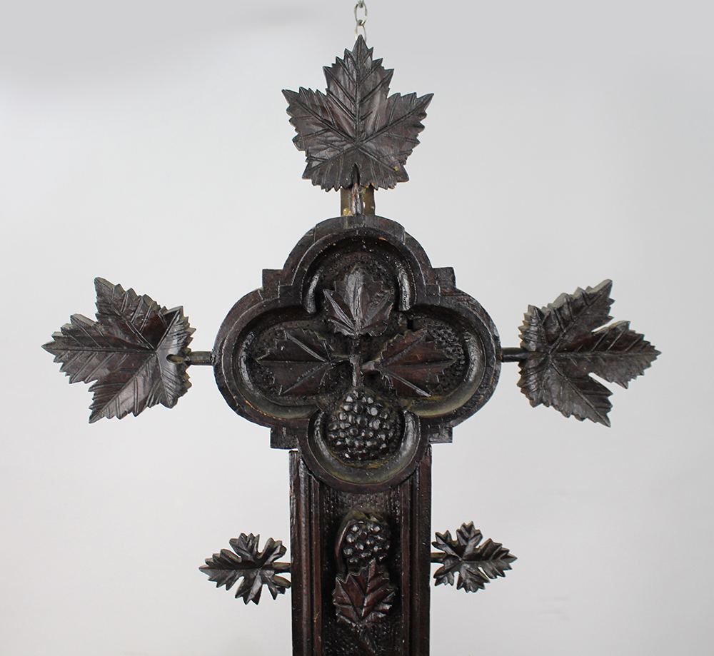 Large Antique 19th c. Carved Black Forest 6ft Cross - Image 3 of 10