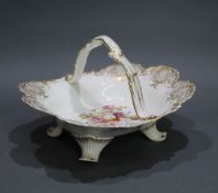 Victorian English Painted Floral & Gilded Strawberry Basket