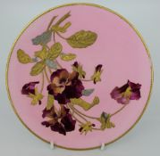 Antique Pink Ground Gilt Relief Cabinet Plate