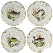Set of 4 Edwardian Wolly Fowkes Worcester Hand Painted Plates