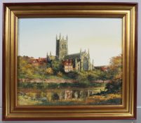 Worcester Cathedral By Alan King Oil On Board