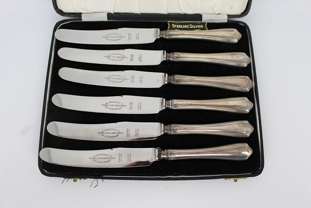 Cased Set of 6 Silver Knives - Image 2 of 3