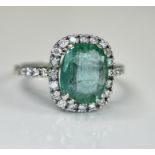 Beautiful Natural Emerald 2.42 CT With Natural Diamonds & 18k Gold