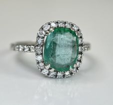 Beautiful Natural Emerald 2.42 CT With Natural Diamonds & 18k Gold