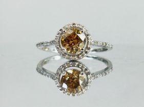 Beautiful Natural 1.05 CT Natural Solitaire champagne Diamond Ring With 18k Gold