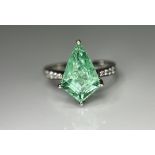 Beautiful Natural Columbian Emerald 3.63 CT With Natural Diamonds & 14k Gold