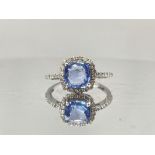 1.94 CT Ceylon Cornflour Blue Sapphire Diamonds & 18k Gold