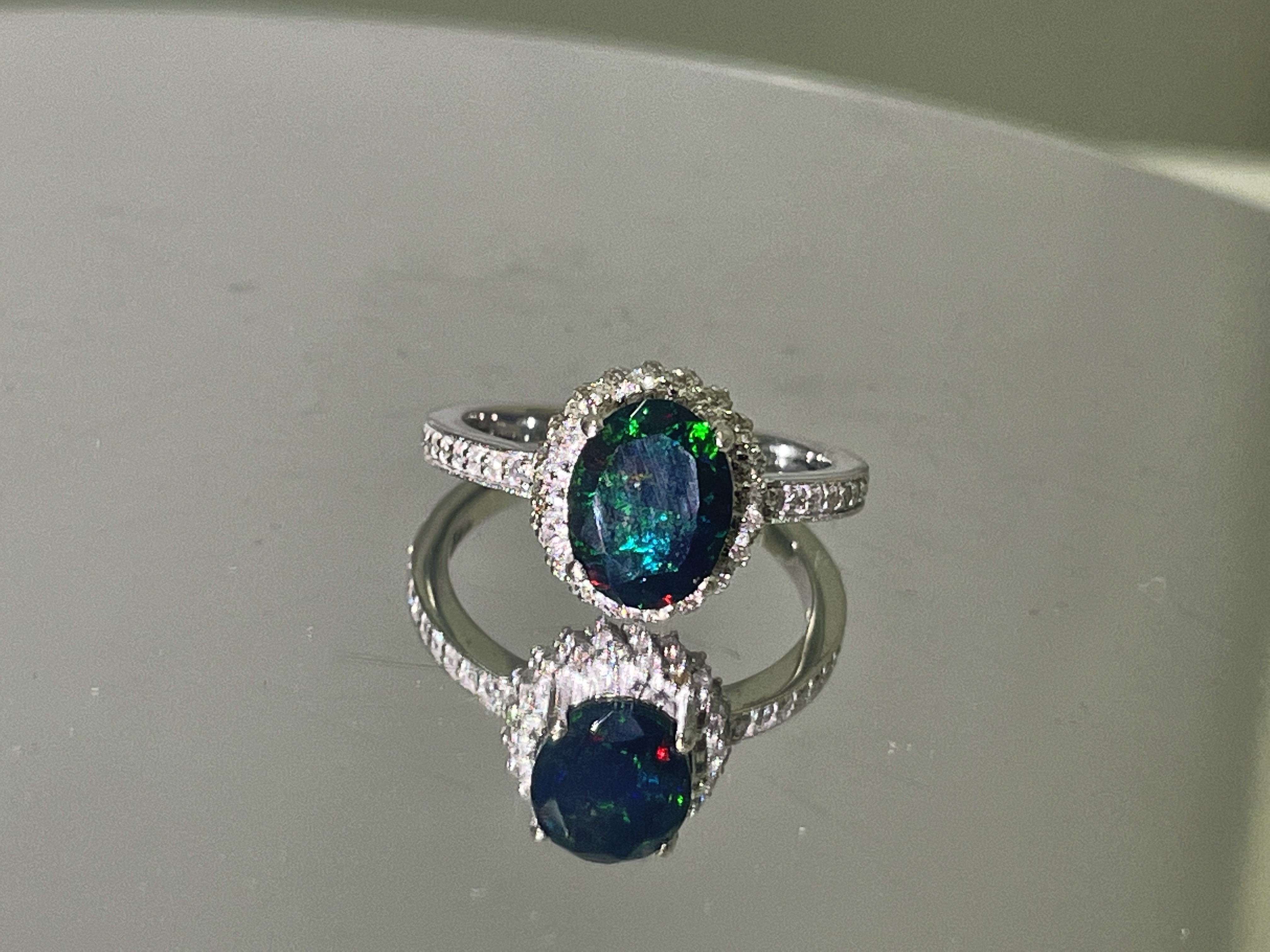 Title: Beautiful Natural Black Opal Ring With Natural Diamond & 18k ...