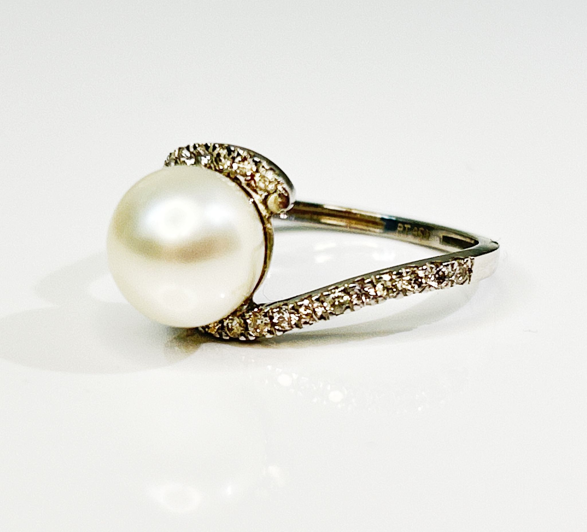 Beautiful 5.12 CT South Sea Pearl With Diamonds & Platinum Ring - Bild 5 aus 6