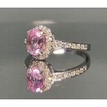 Beautiful Unheated/Untreated Ceylon Pink Sapphire With Diamonds & 18k White Gold