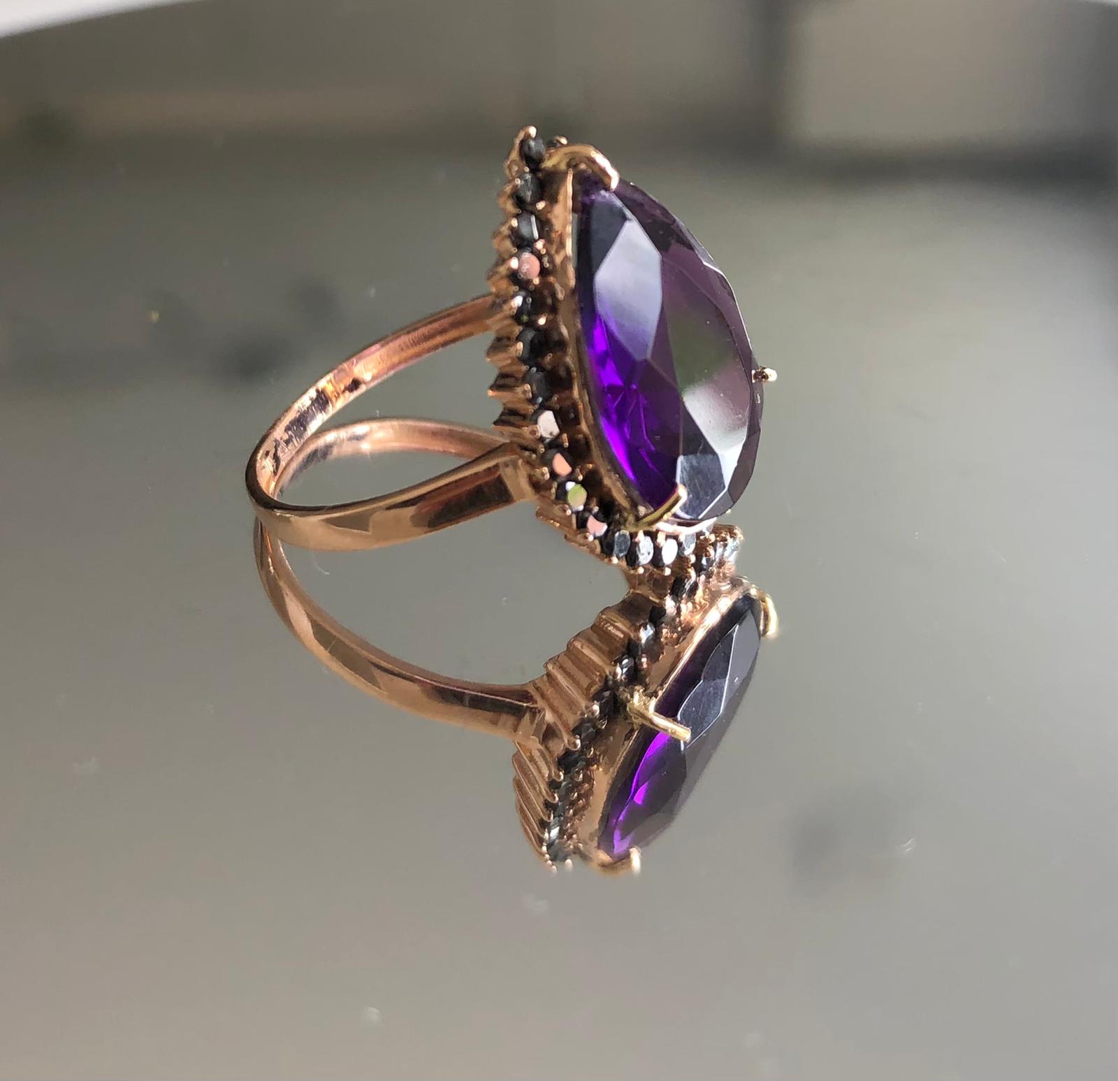 Beautiful Natural Amethyst 4.38ct With Natural Black Diamond & 18k White Gold - Image 5 of 8