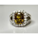 GIA Certified Natural Alexandrite 4.17ct Ring With 1.55 Cts Diamond & 18k White