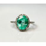 Beautiful 2.75 CT Untreated Natural Emerald Ring ,Diamonds & 18k Gold