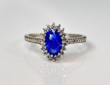 Beautiful 2.24 CT Unheated Burma Blue Sapphire Diamonds & Platinum