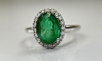 Beautiful Natural Emerald 1.66 CT With Natural Diamonds & 18k Gold