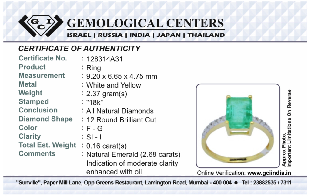 Beautiful Natural Emerald 2.68 CT With Natural Diamonds & 18k Gold - Image 8 of 8