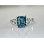 Beautiful Natural Rare Blue Emerald 2.39 CT With Natural Diamonds & 18k Gold