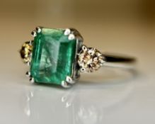 Beautiful Natural Emerald 2.41 CT With Natural Diamonds & 18k Gold