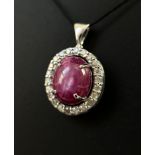 Beautiful Natural Star Ruby Pendant 2.35Ct With Natural Diamonds & 18k Gold