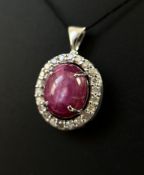 Beautiful Natural Star Ruby Pendant 2.35Ct With Natural Diamonds & 18k Gold