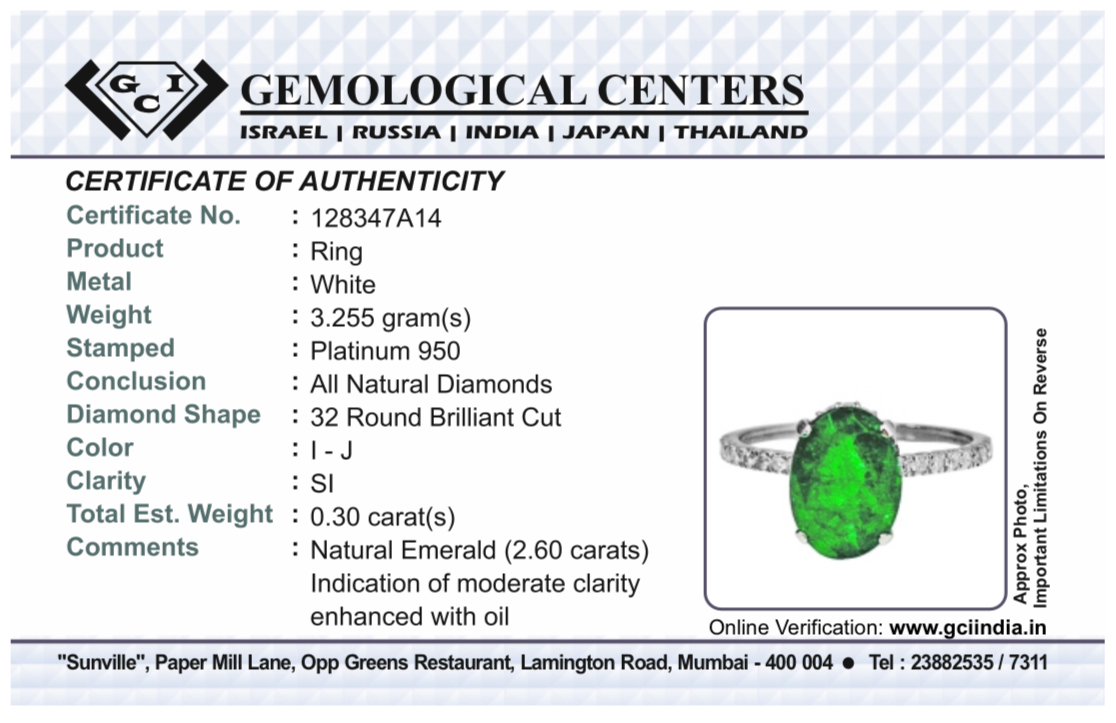 Beautiful 2.60 CT Natural Emerald Ring With Natural Diamonds & Platinum 950 - Image 9 of 9