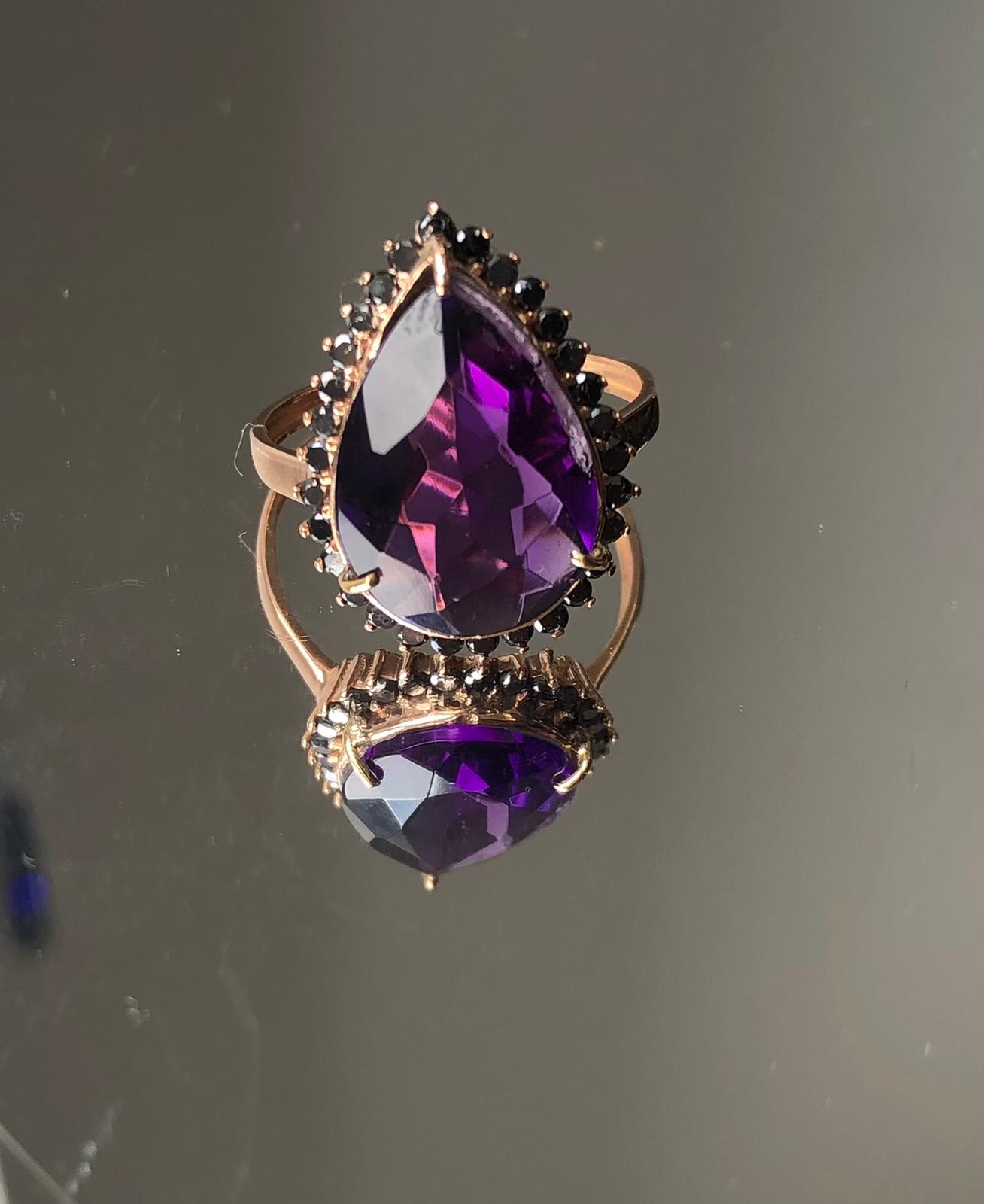 Beautiful Natural Amethyst 4.38ct With Natural Black Diamond & 18k White Gold - Image 6 of 8