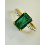 Beautiful Natural Emerald 2.41 CT With Natural Diamonds & 18k Gold