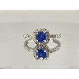 Beautiful Natural Ceylon Royal Blue Sapphire W Natural Diamonds & 18kGold